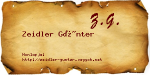 Zeidler Günter névjegykártya